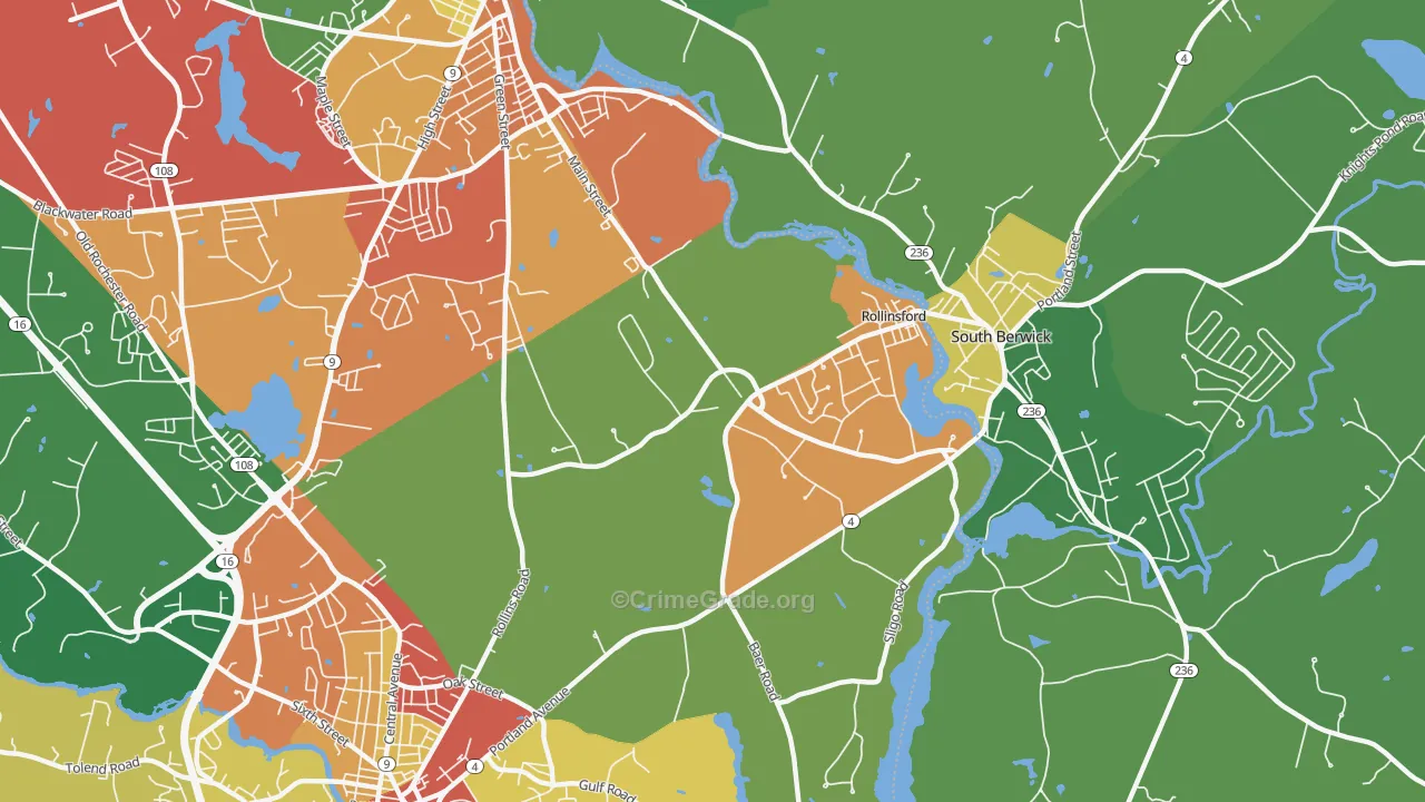 Rollinsford, NH Map of Burglary Rates