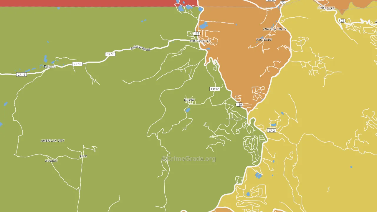 Rollinsville, CO Map of Burglary Rates