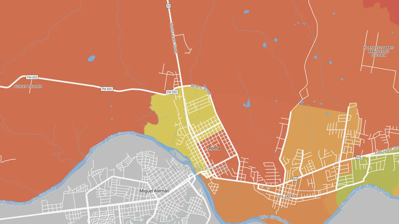 Roma Creek, TX Map of Burglary Rates