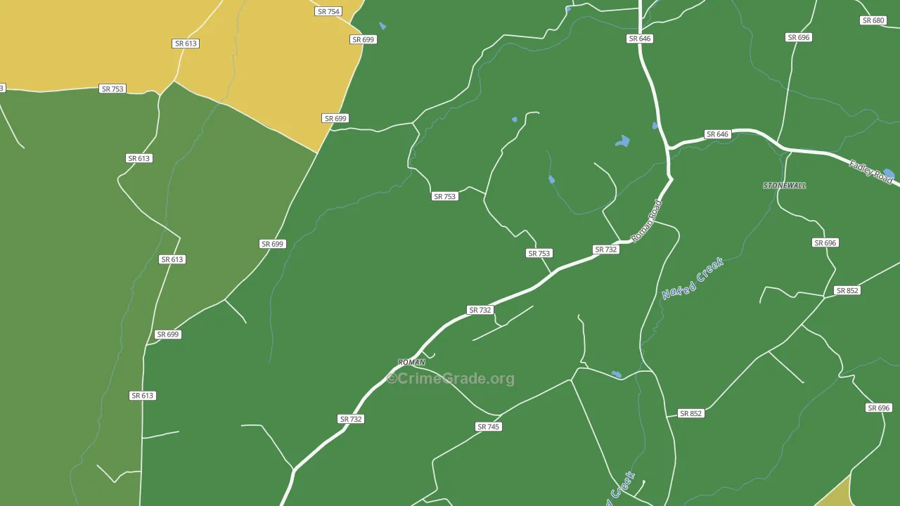 Roman, VA Map of Burglary Rates