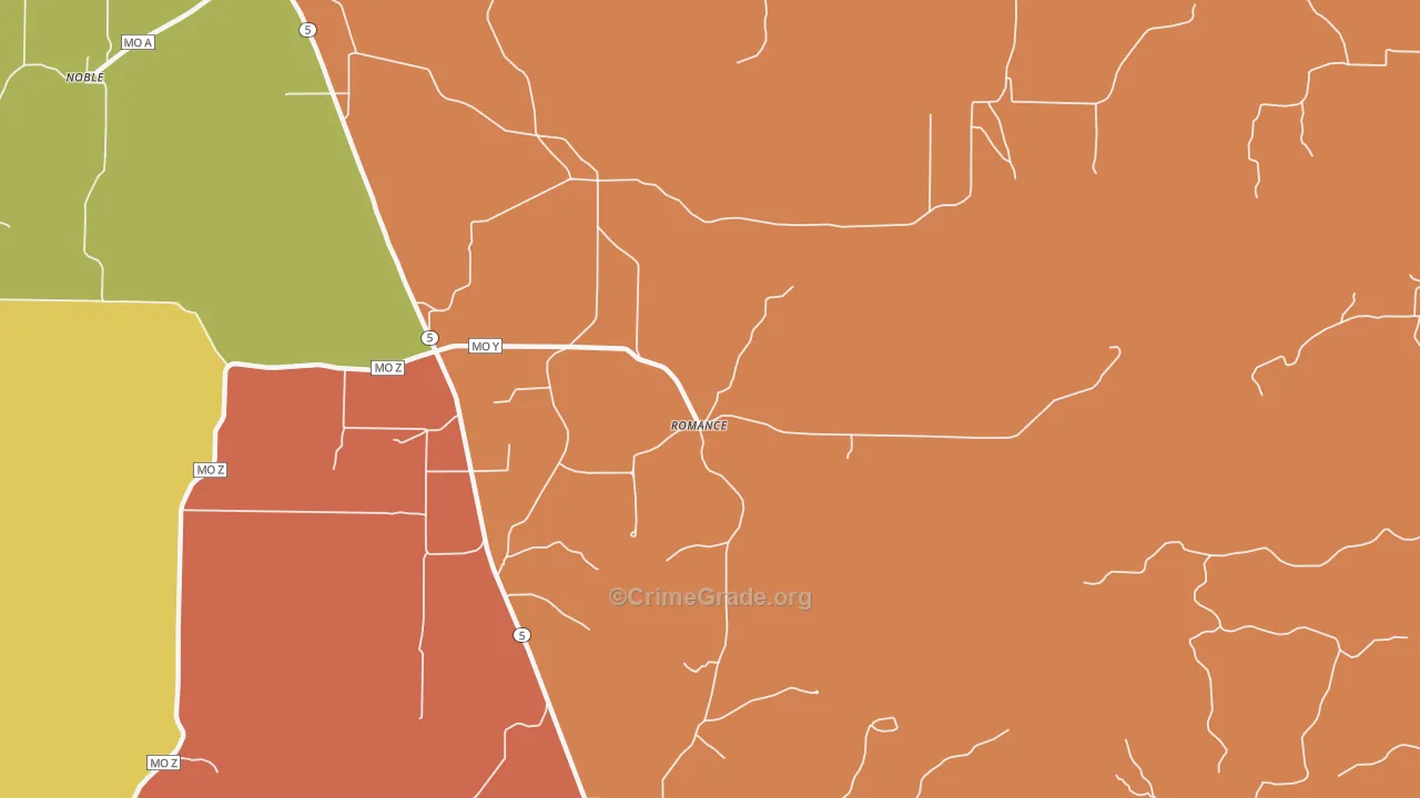 Romance, MO Map of Burglary Rates