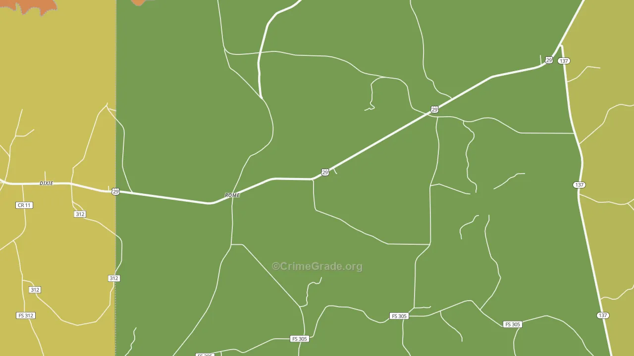 Rome, AL Map of Burglary Rates