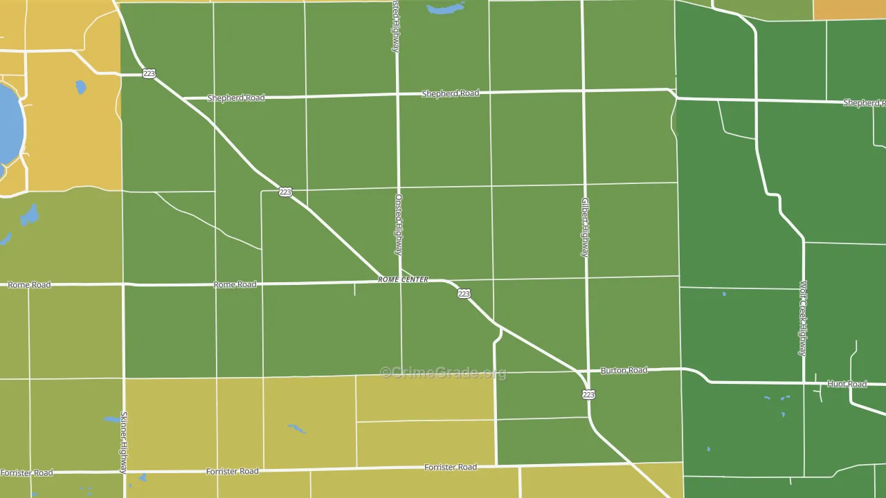Rome Center, MI Map of Burglary Rates