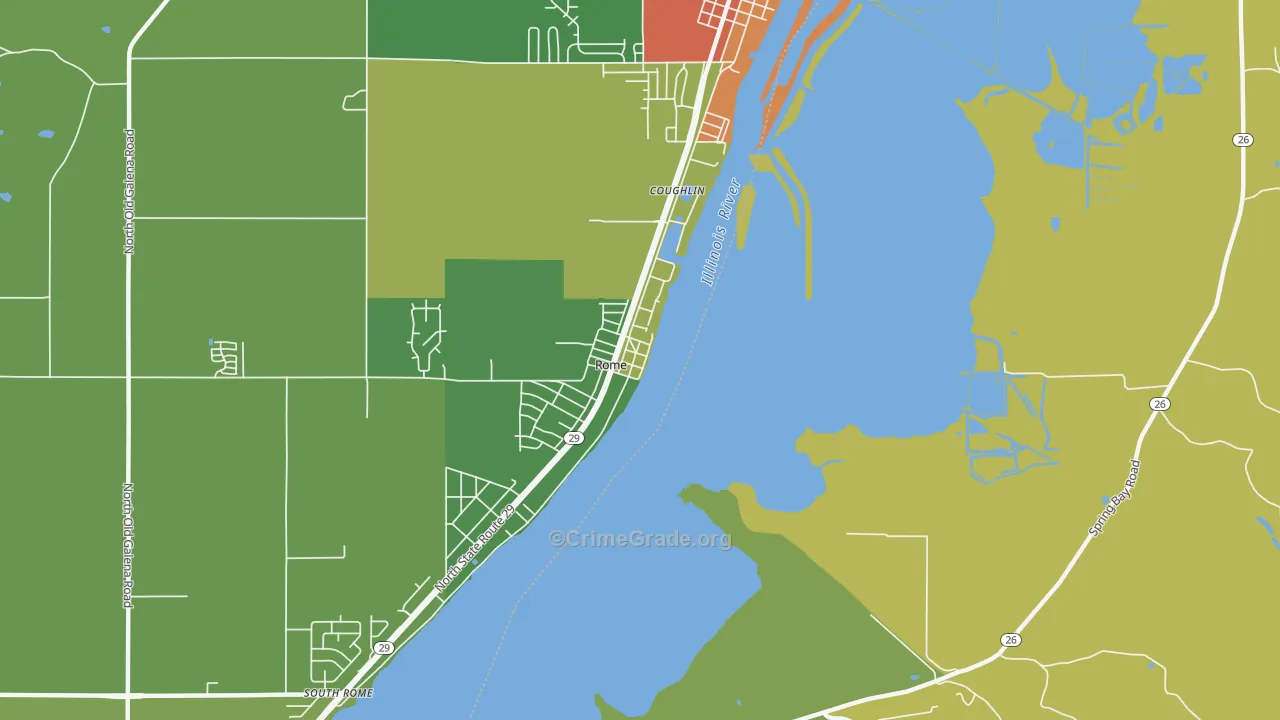 Rome, IL Map of Burglary Rates