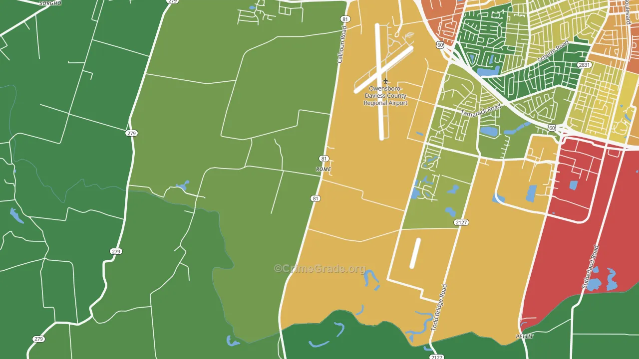 Rome, KY Map of Burglary Rates