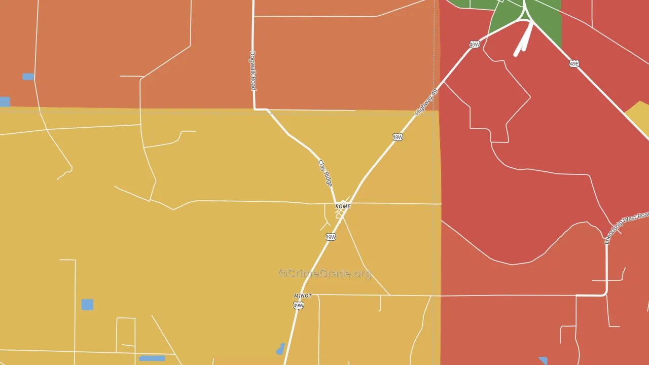 Rome, MS Map of Burglary Rates