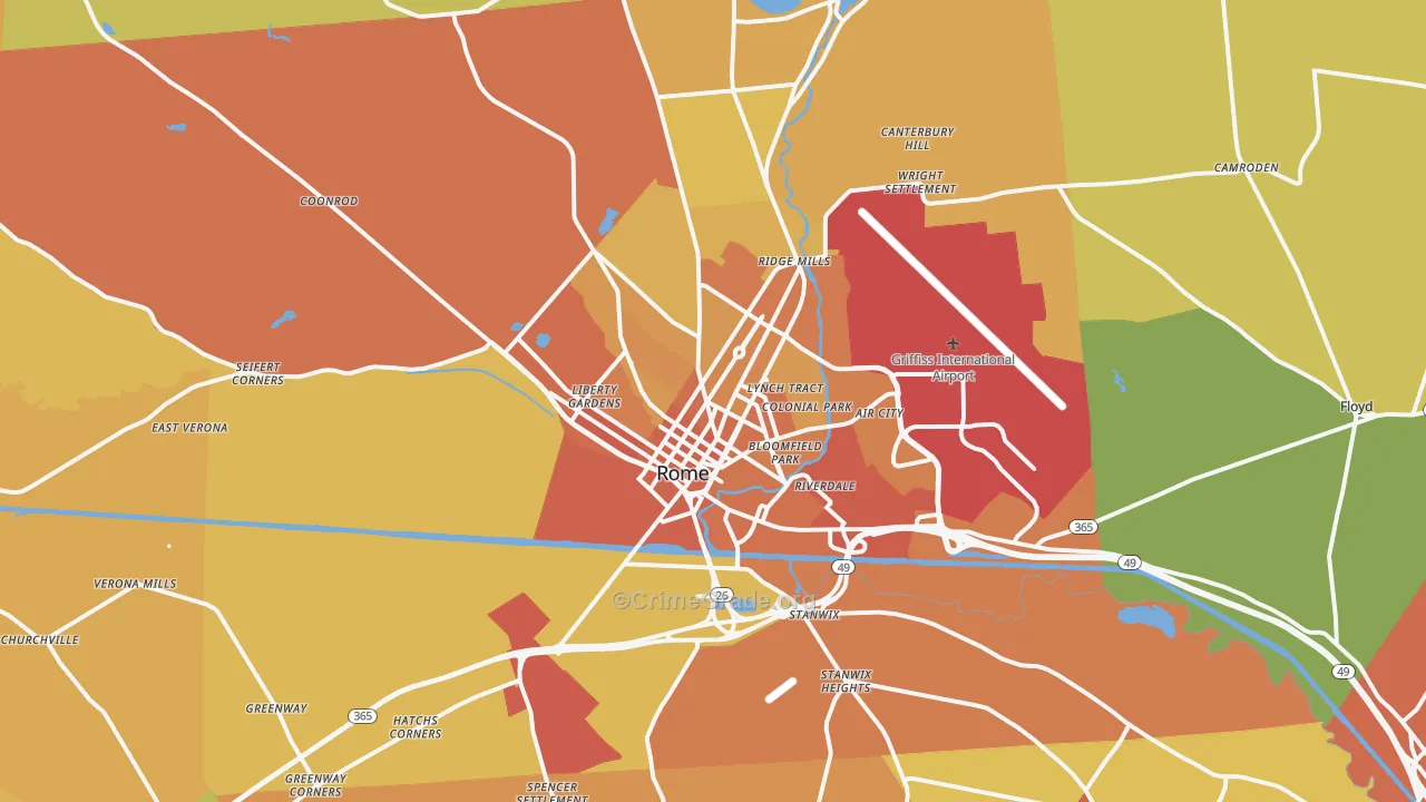 Rome, NY Map of Burglary Rates