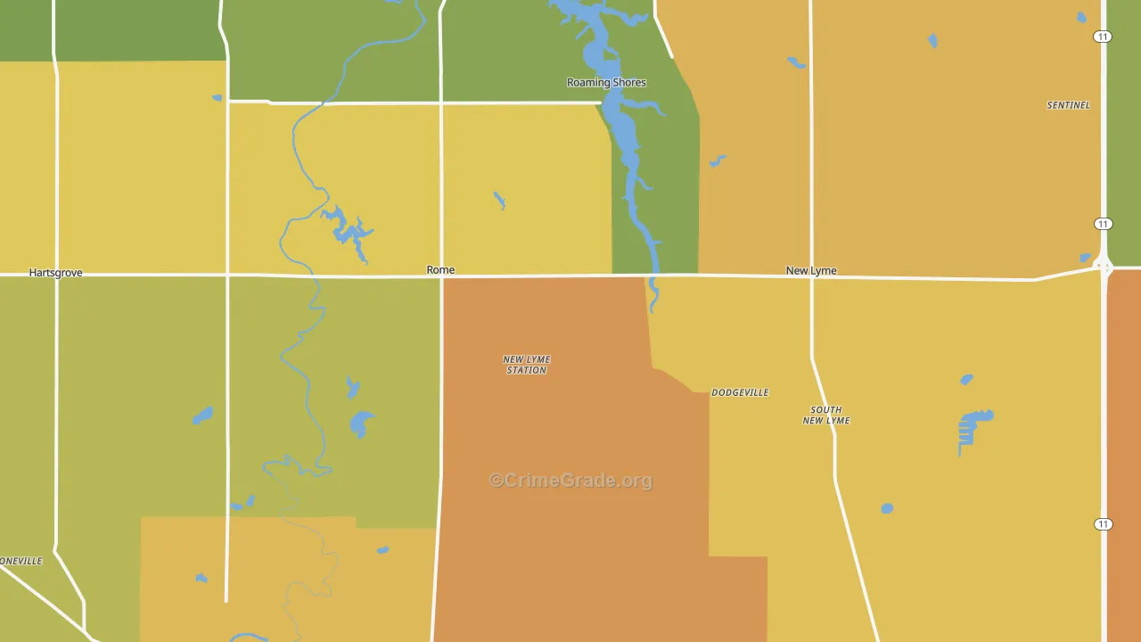 Rome, OH Map of Burglary Rates