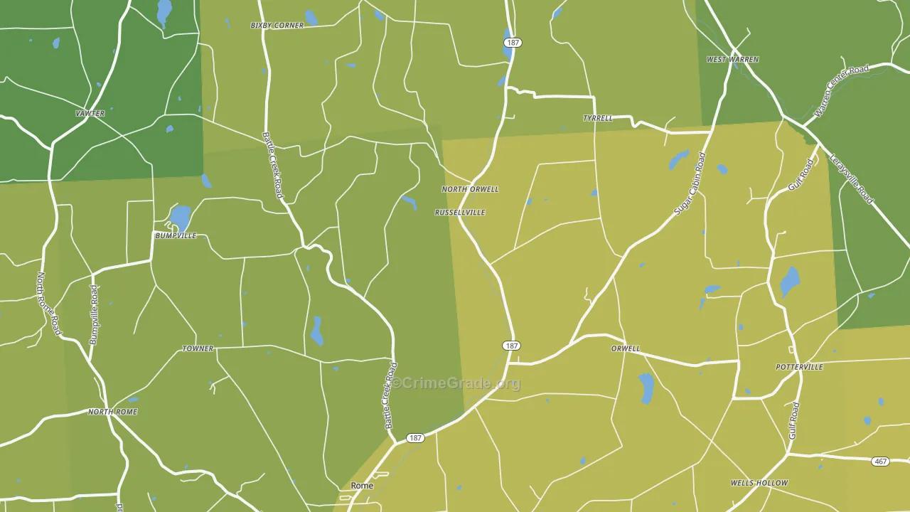Rome, PA Map of Burglary Rates