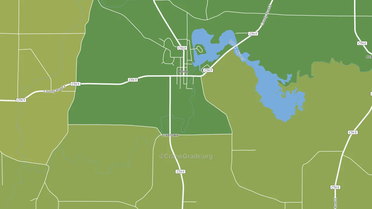 Rome, WI Map of Burglary Rates