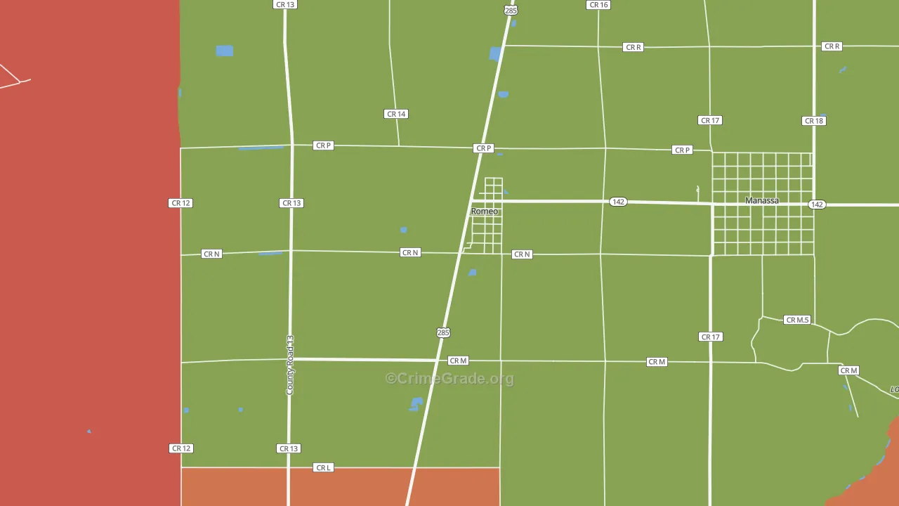 Romeo, CO Map of Burglary Rates