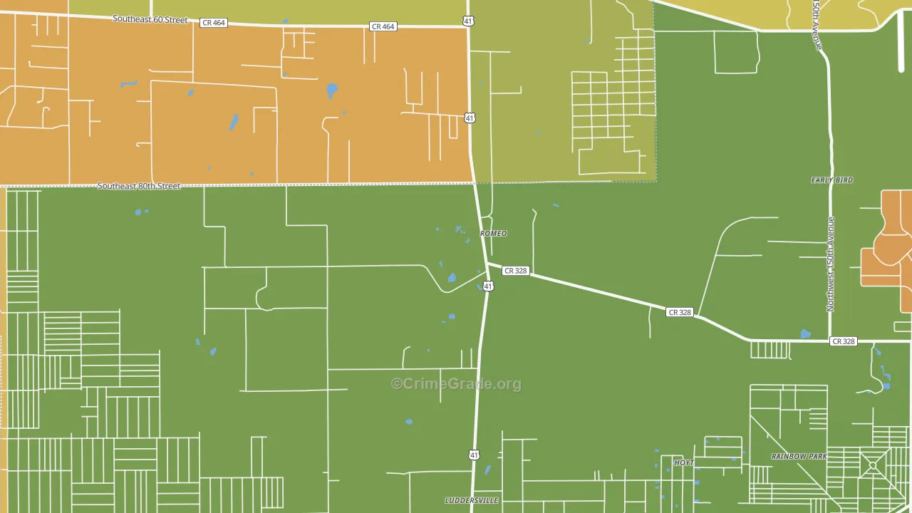 Romeo, FL Map of Burglary Rates