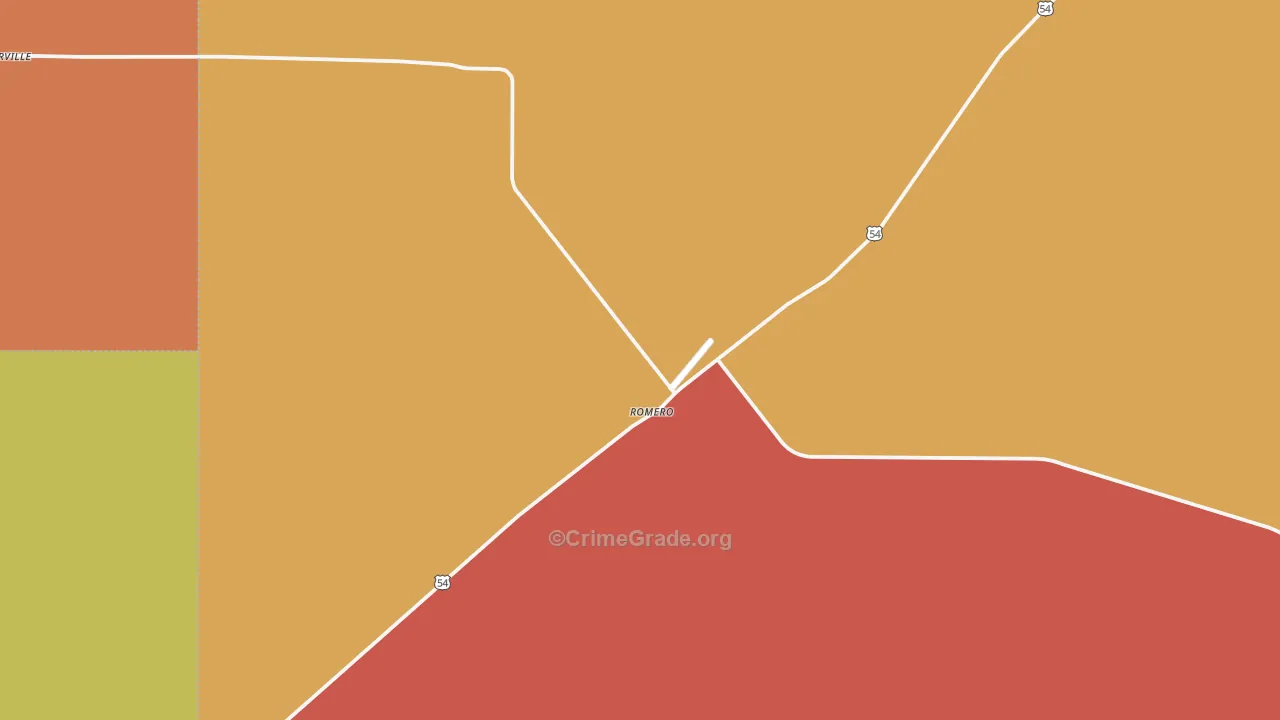 Romero, TX Map of Burglary Rates