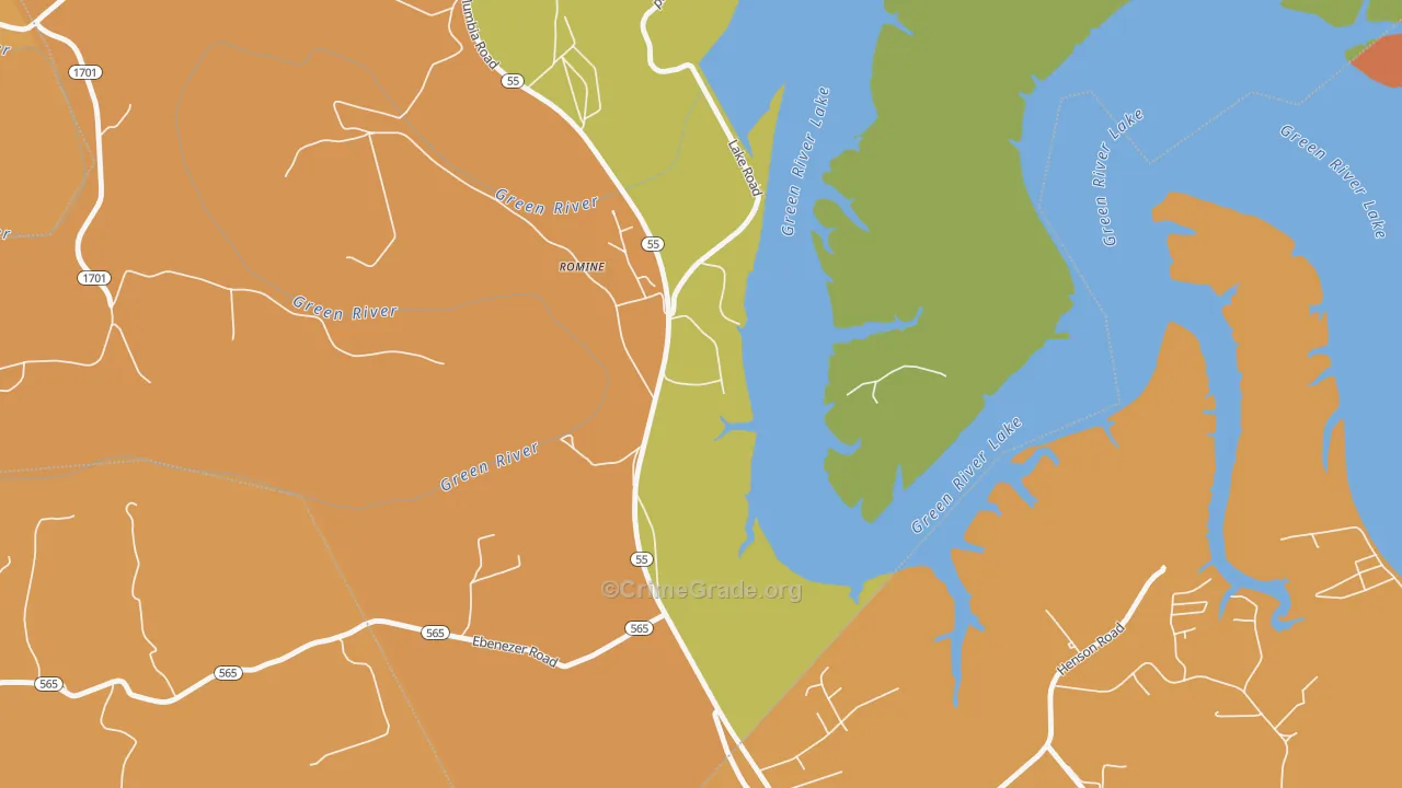 Romine, KY Map of Burglary Rates