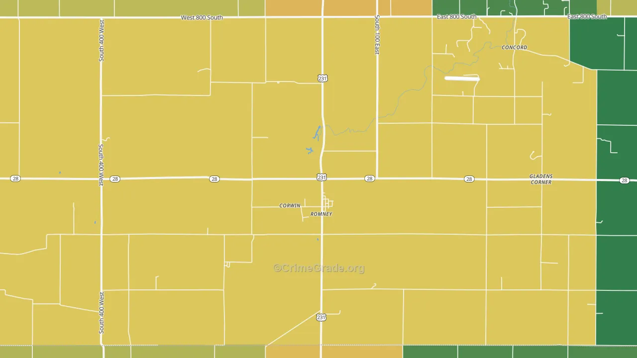 Romney, IN Map of Burglary Rates