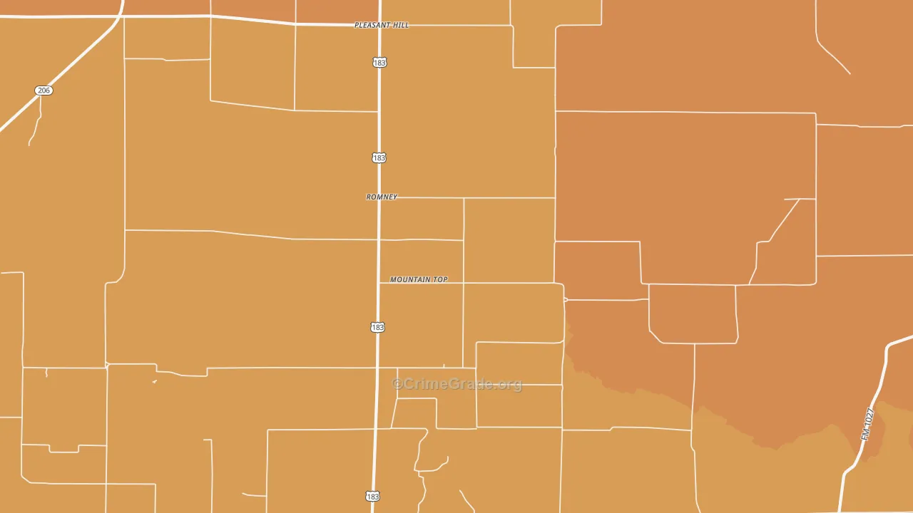 Romney, TX Map of Burglary Rates