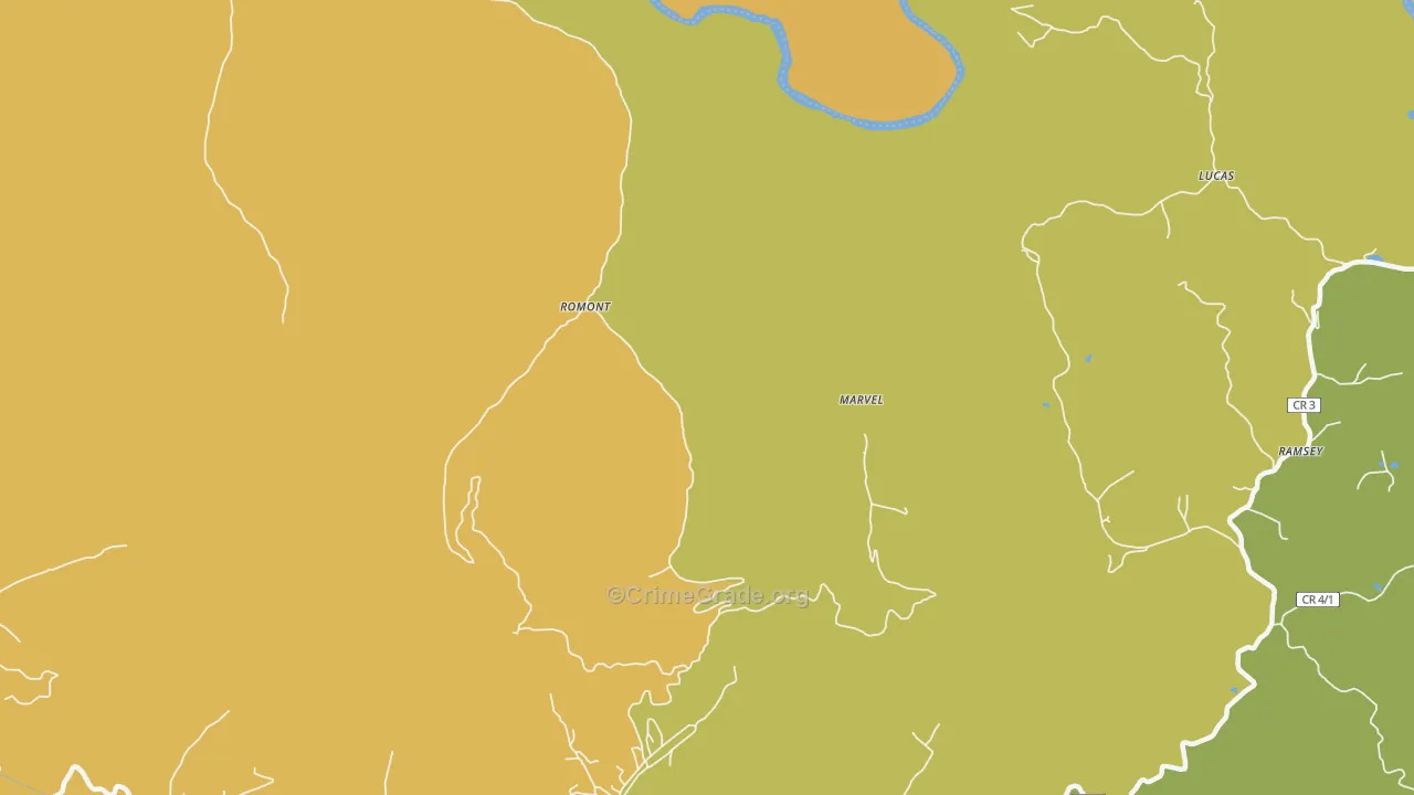 Romont, WV Map of Burglary Rates