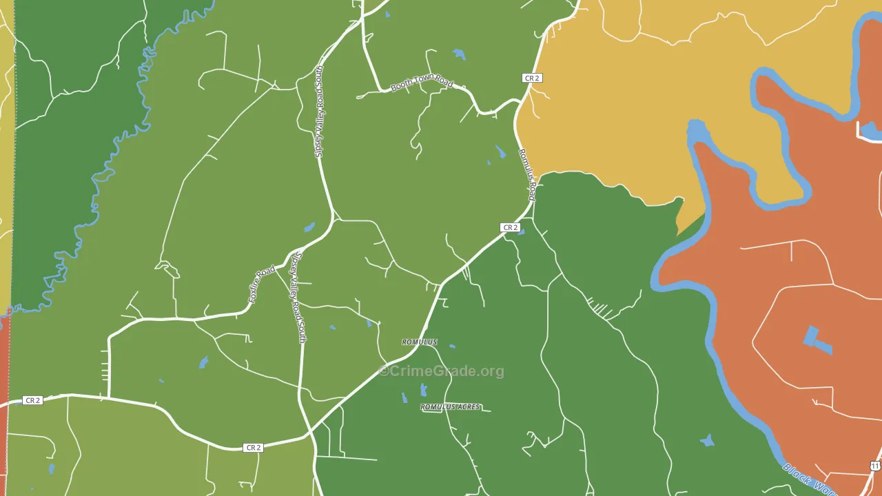 Romulus, AL Map of Burglary Rates