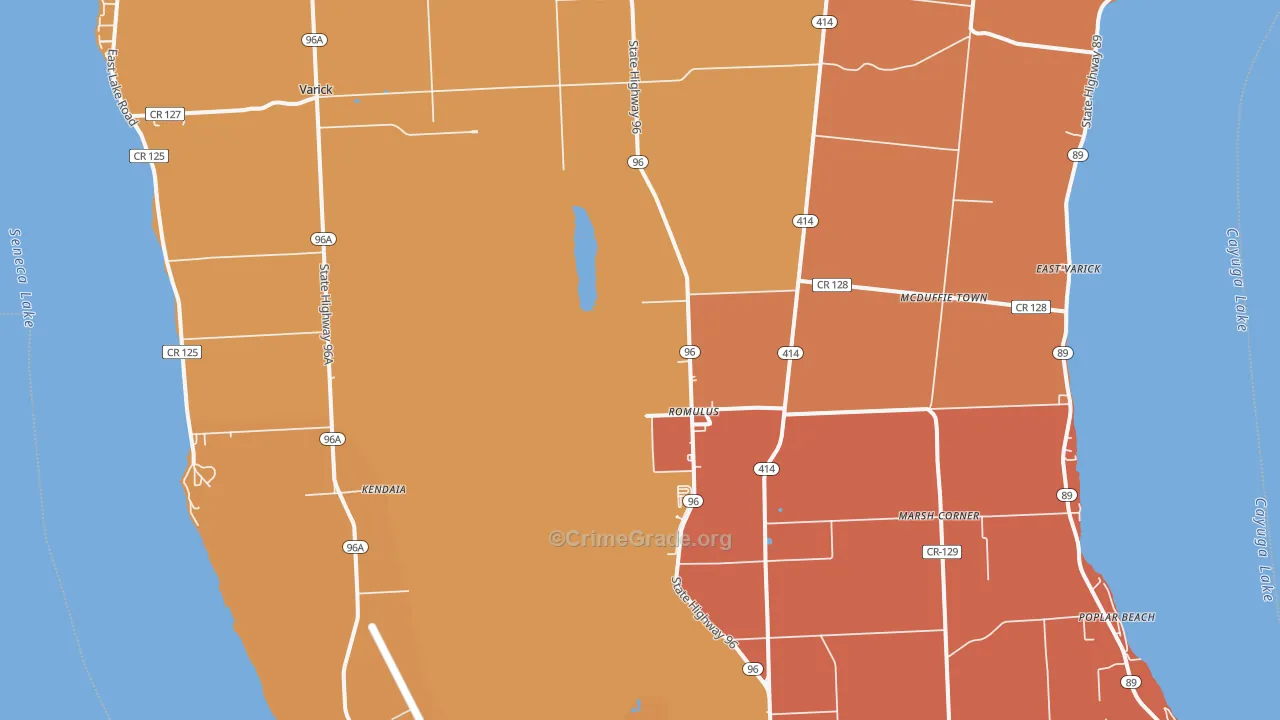 Romulus, NY Map of Burglary Rates