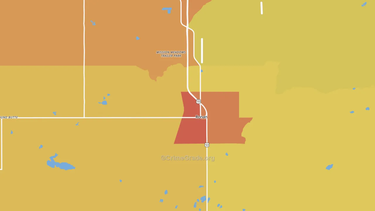 Ronan, MT Map of Burglary Rates