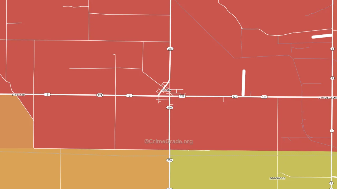 Rondo, AR Map of Burglary Rates