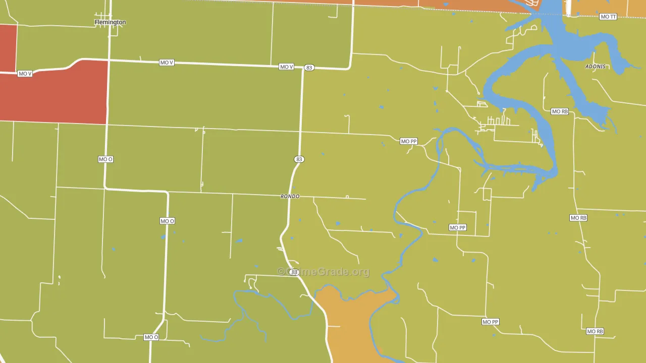 Rondo, MO Map of Burglary Rates