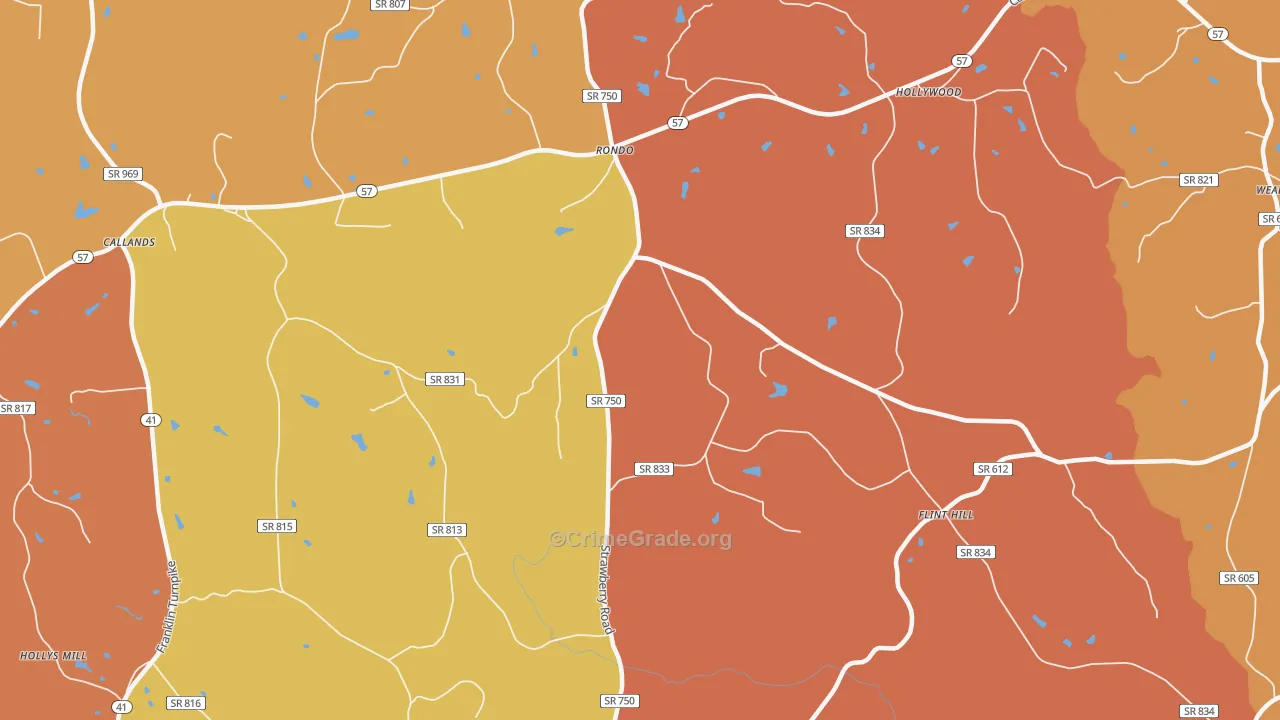Rondo, VA Map of Burglary Rates