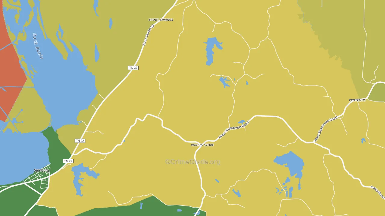 Roneys Store, TN Map of Burglary Rates