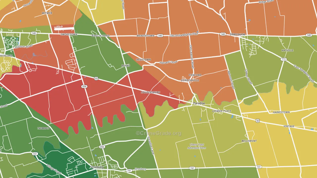 Ronks, PA Map of Burglary Rates