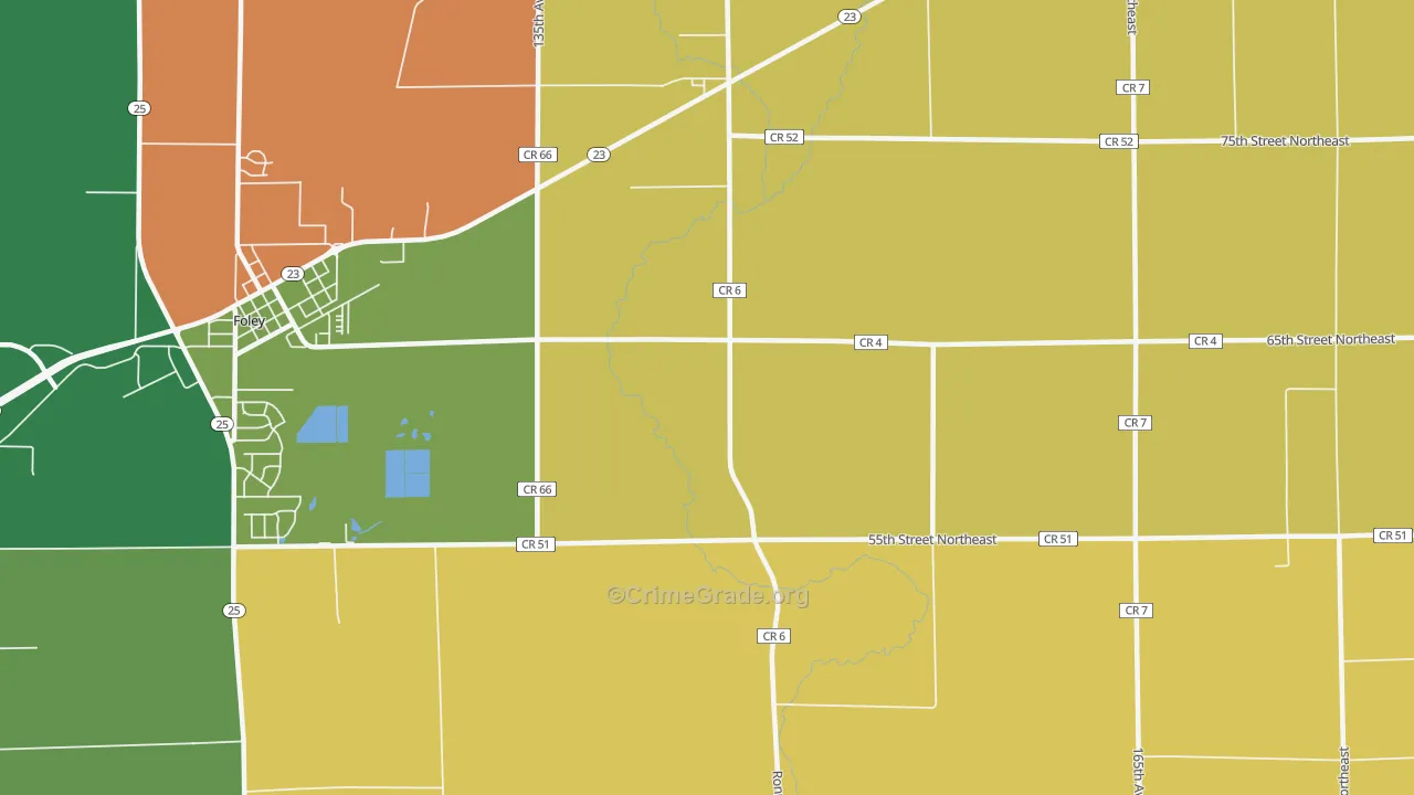 Ronneby, MN Map of Burglary Rates
