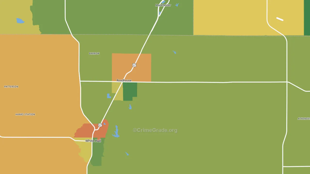 Roodhouse, IL Map of Burglary Rates