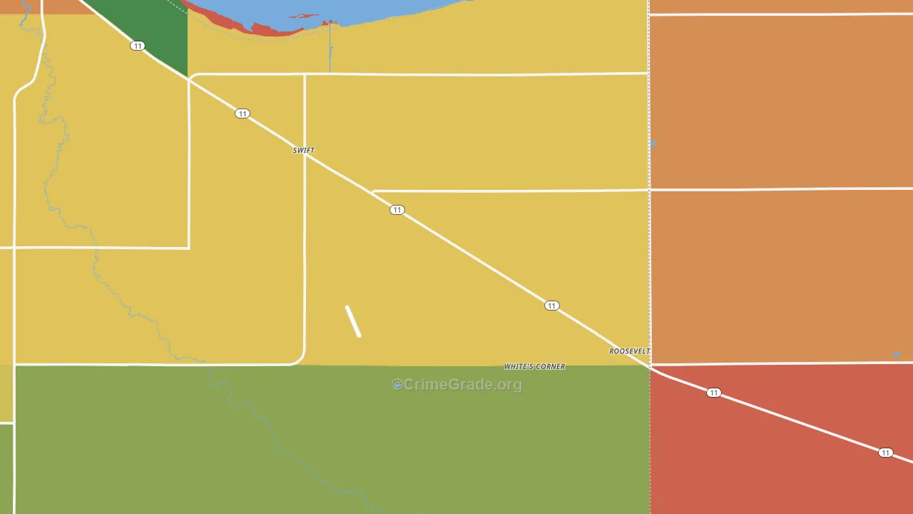 Roosevelt, MN Map of Burglary Rates