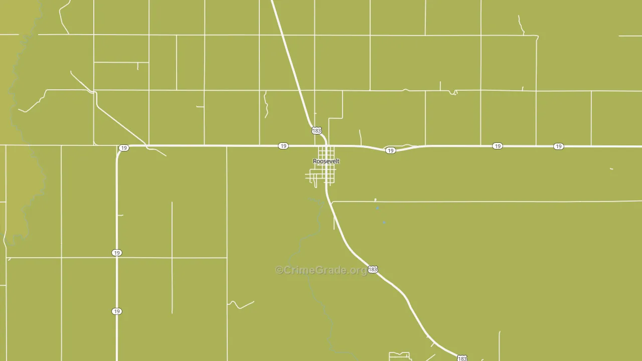 Roosevelt, OK Map of Burglary Rates