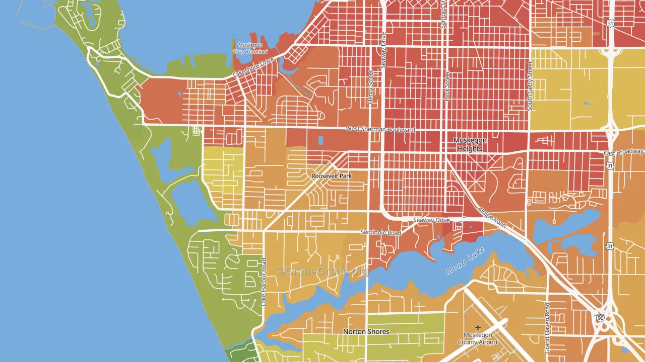 Roosevelt Park, MI Map of Burglary Rates