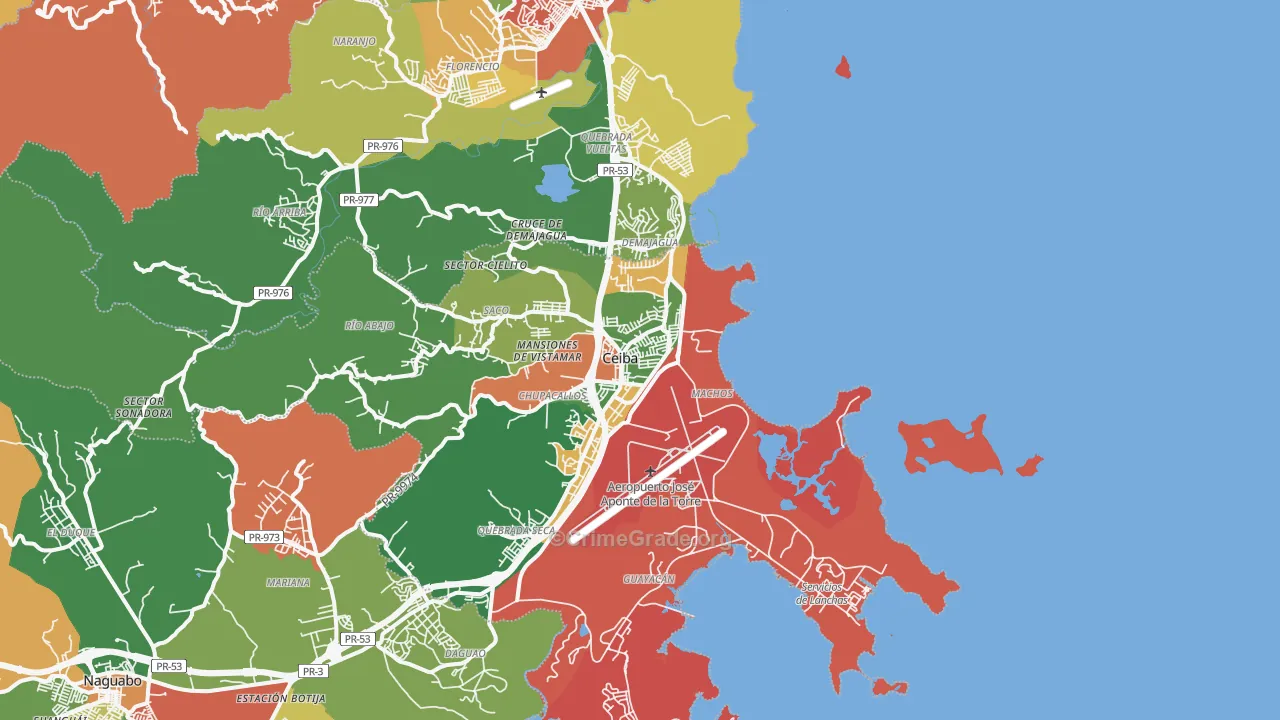 Roosevelt Roads Naval Station, PR Map of Burglary Rates