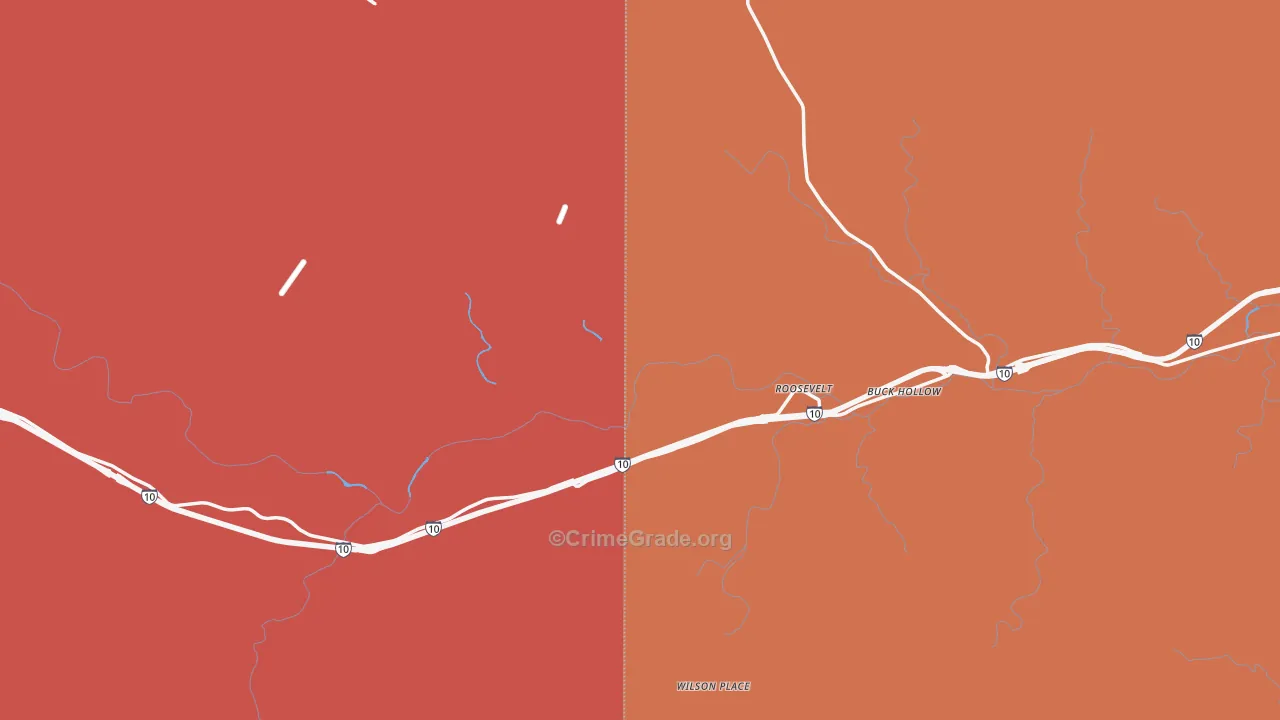 Roosevelt, TX Map of Burglary Rates