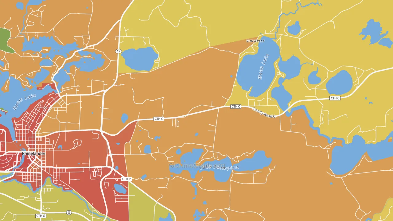 Roosevelt, WI Map of Burglary Rates