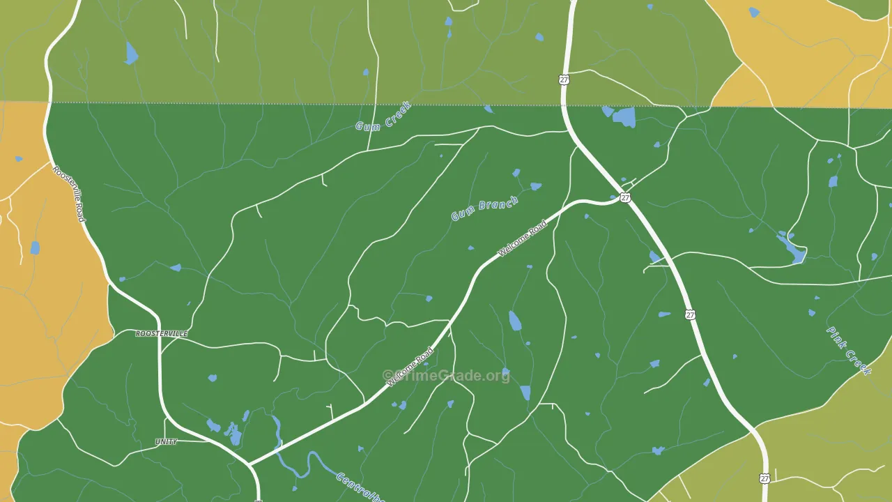 Roosterville, GA Map of Burglary Rates