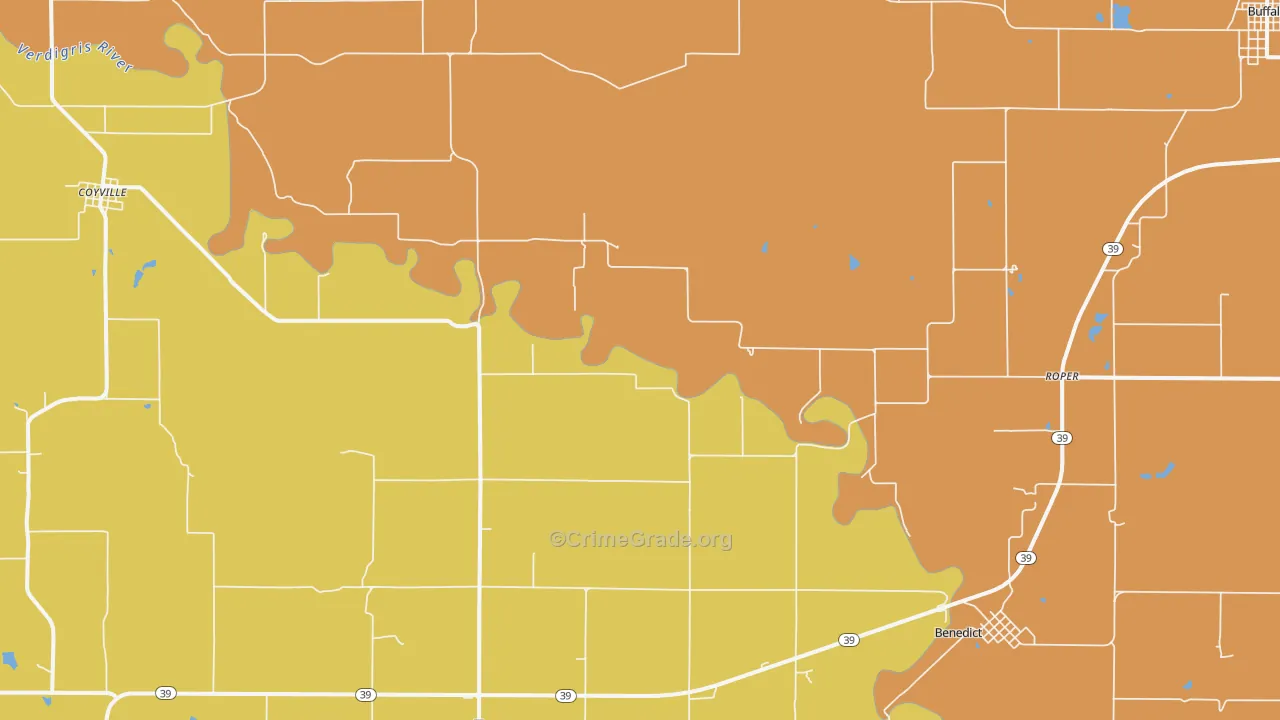 Roper, KS Map of Burglary Rates