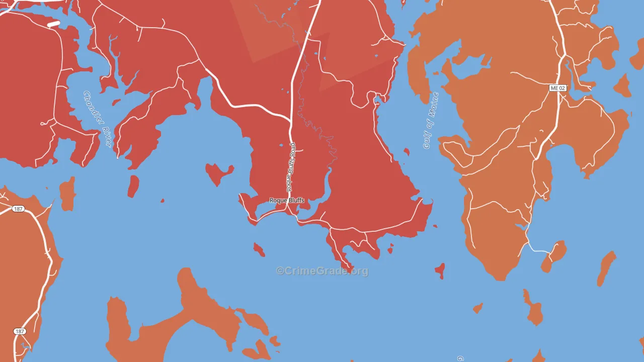 Roque Bluffs, ME Map of Burglary Rates