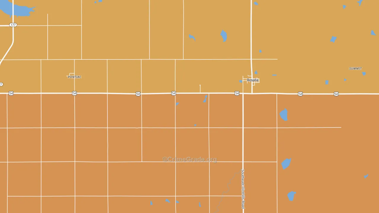 Rosalia, KS Map of Burglary Rates
