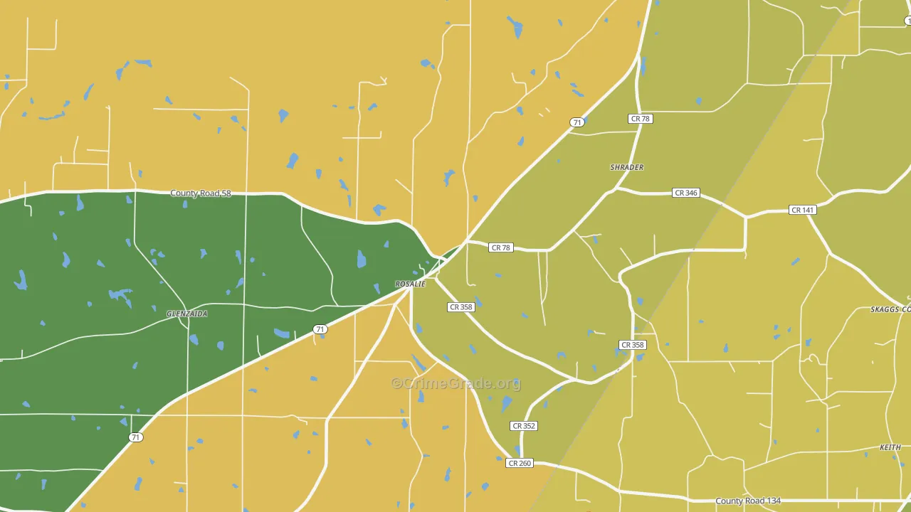 Rosalie, AL Map of Burglary Rates