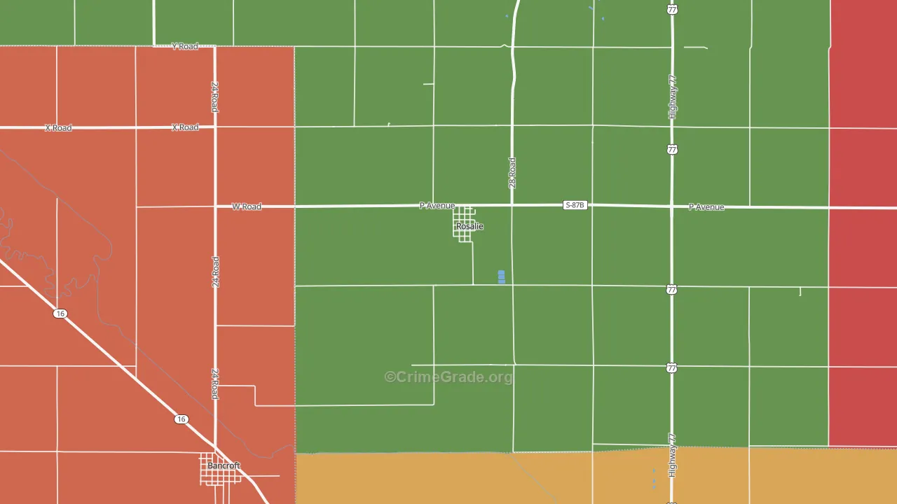 Rosalie, NE Map of Burglary Rates