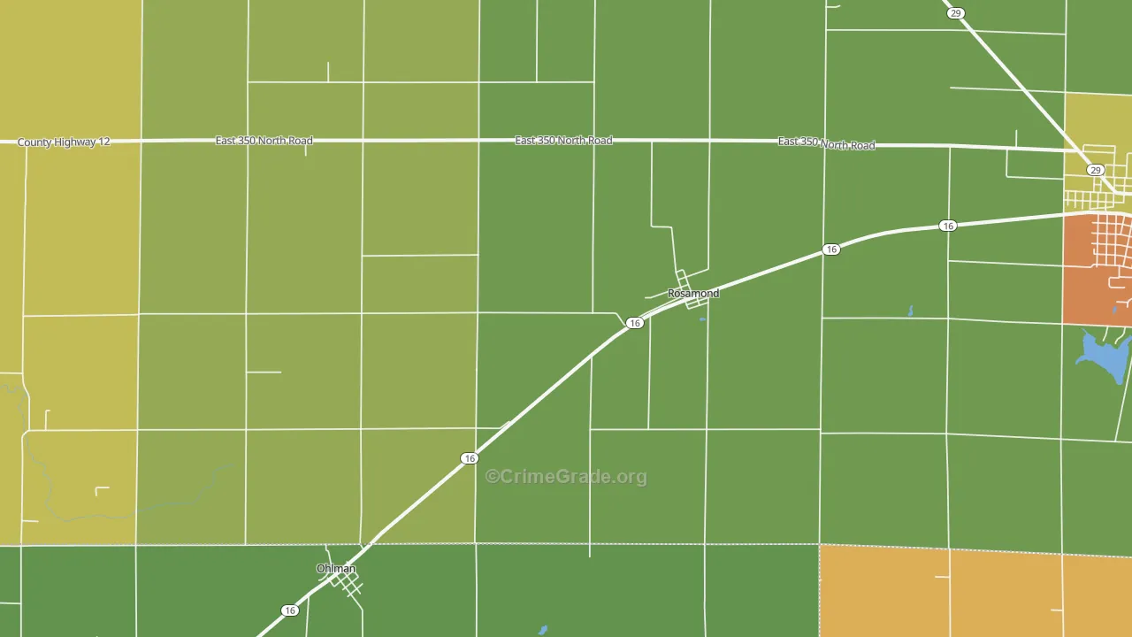 Rosamond, IL Map of Burglary Rates