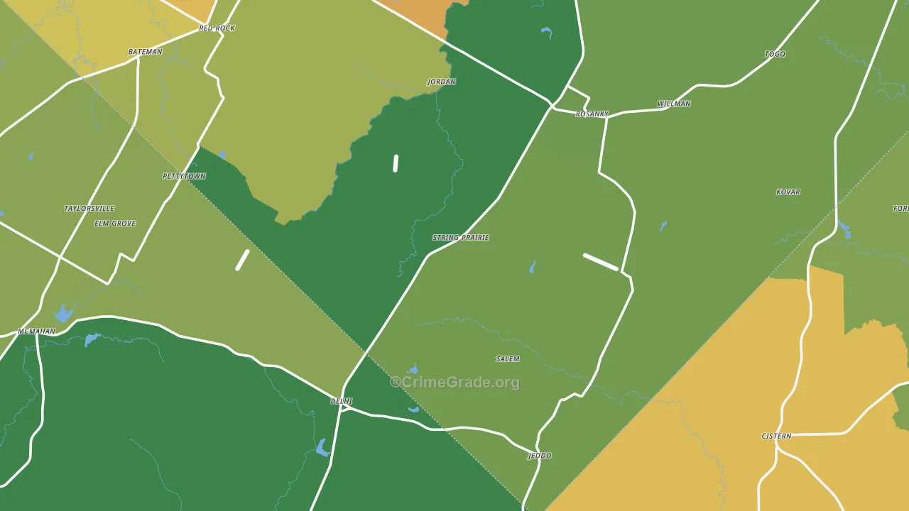 Rosanky, TX Map of Burglary Rates