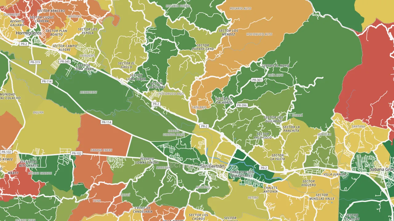 Rosario, PR Map of Burglary Rates