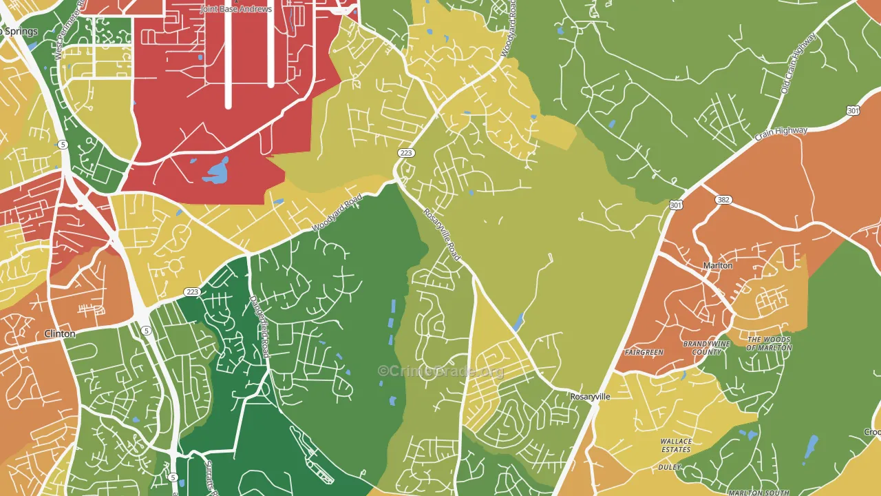 Rosaryville, MD Map of Burglary Rates