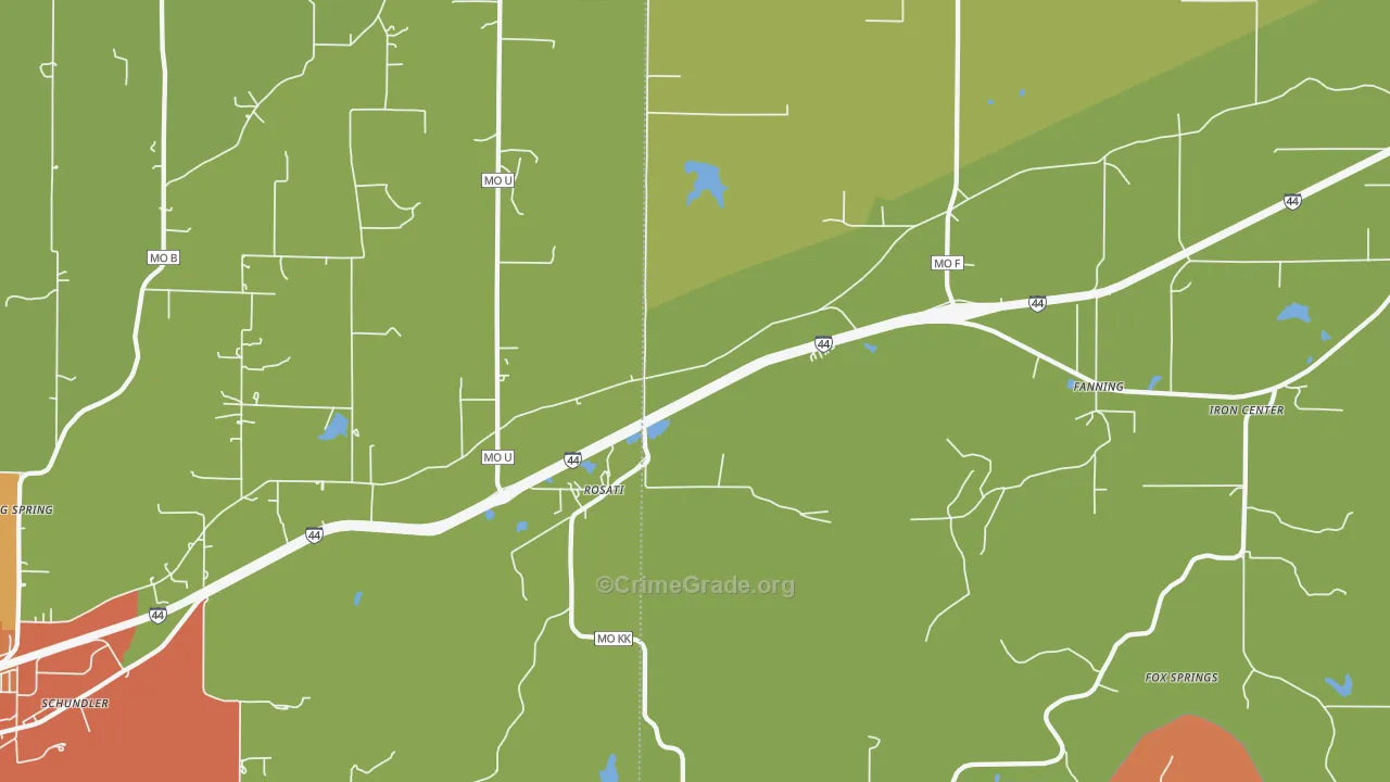 Rosati, MO Map of Burglary Rates