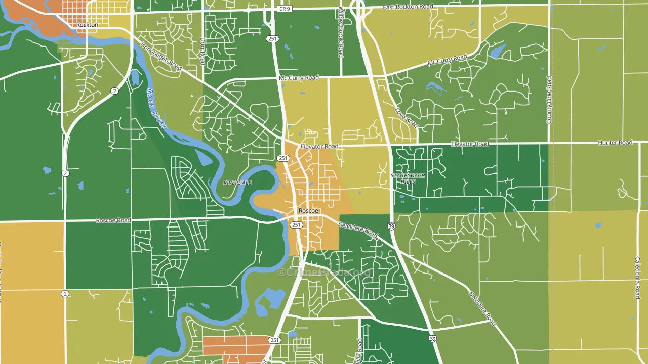 Roscoe, IL Map of Burglary Rates