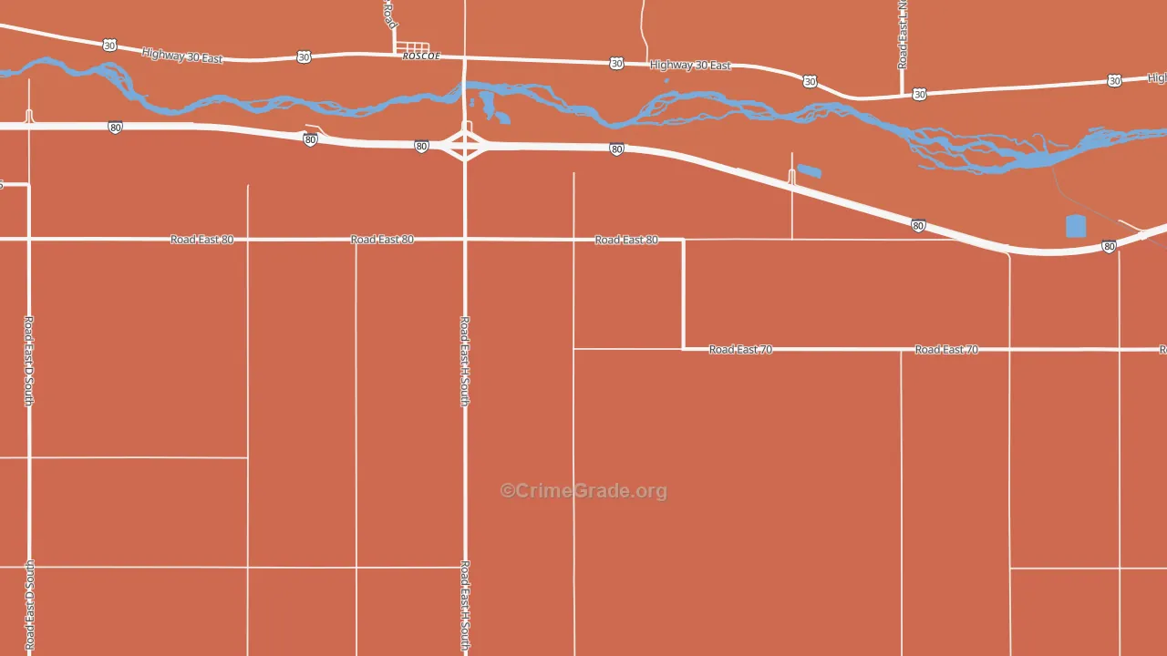 Roscoe, NE Map of Burglary Rates